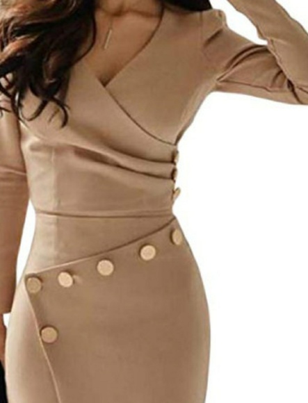 Dresses & Skirts - NEW...beige bodycom pencil dress SZ 8-10 Medium